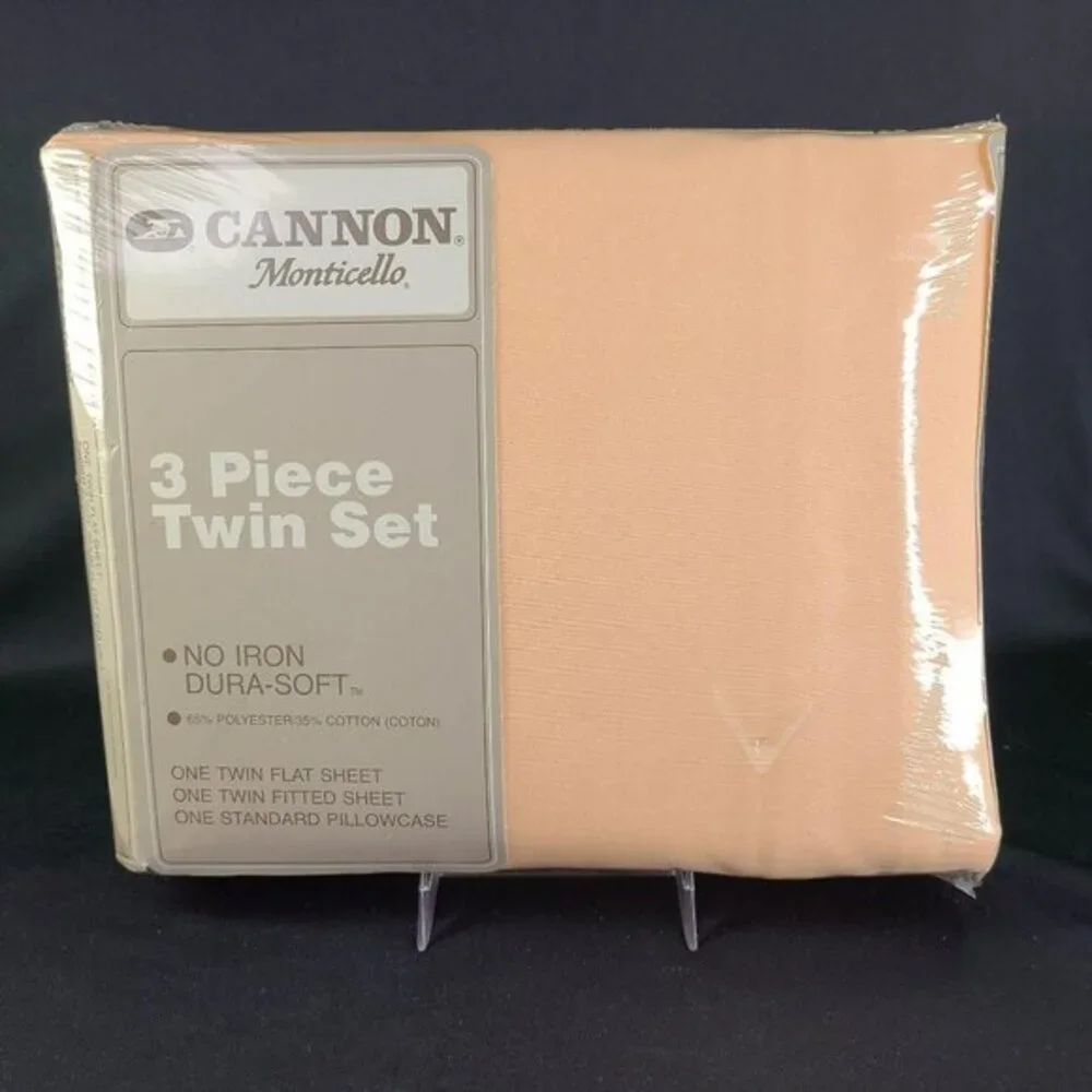 Cannon Monticello Twin Sheet Set Peach Color Cottagecore 3 Piece Blend Vtg New